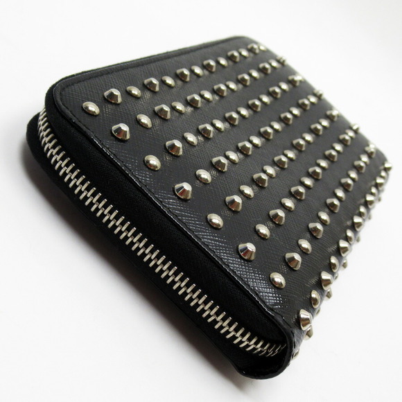 Prada leather studs zip long black Wallet - Picture 1 of 3